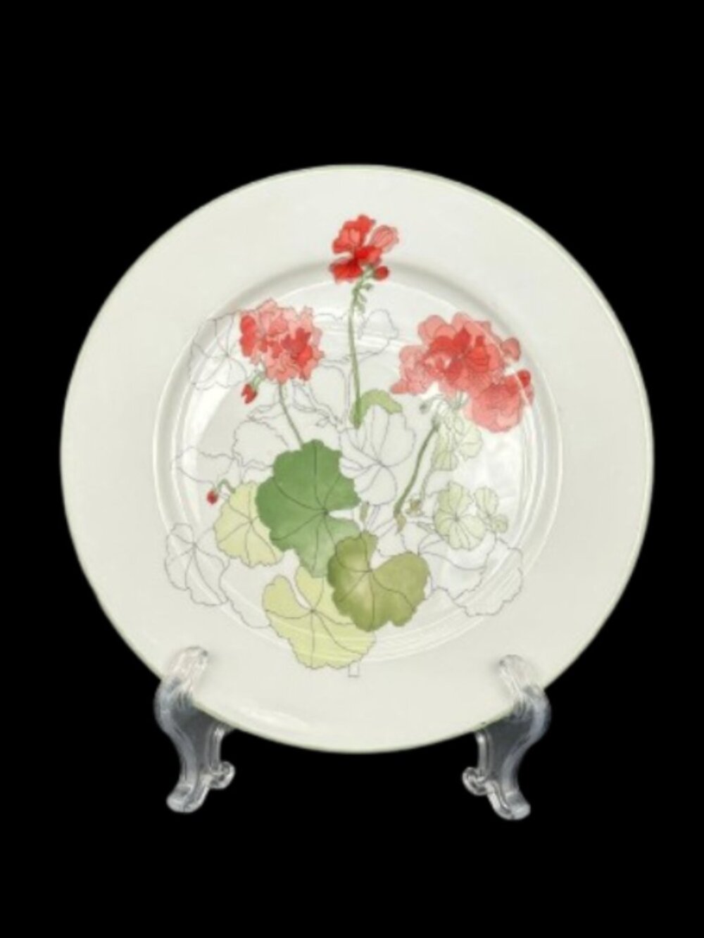 Vintage Block Spal Portugal Watercolor Series Geranium Salad Plate 8" - Picture 6 of 6